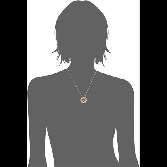 Gold Plated Sterling Silver Gemstone and Diamond Mandala Pendant Necklace, 18" - Picture 2 of 2